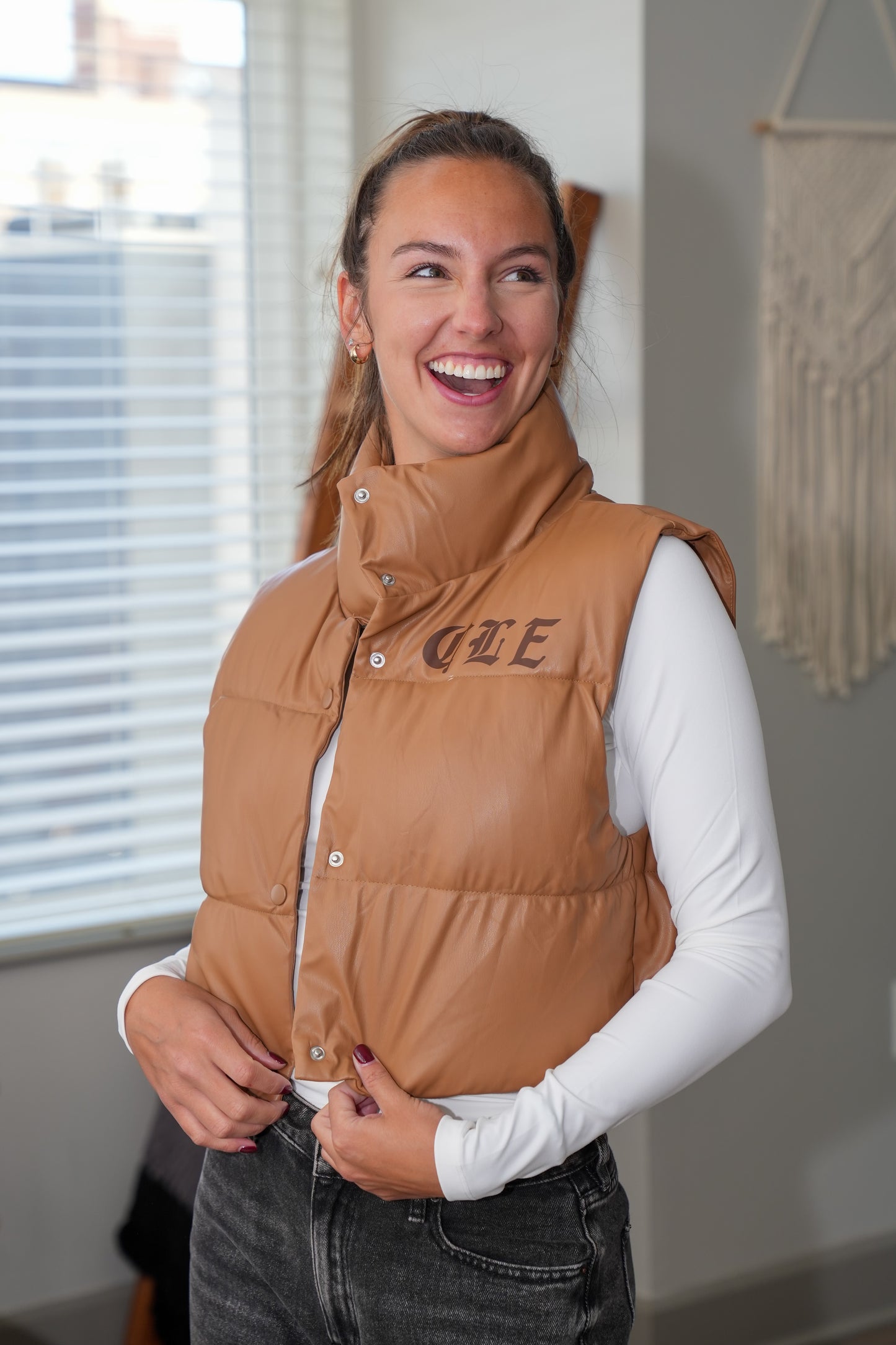 Vegan Leather Puffer Vest