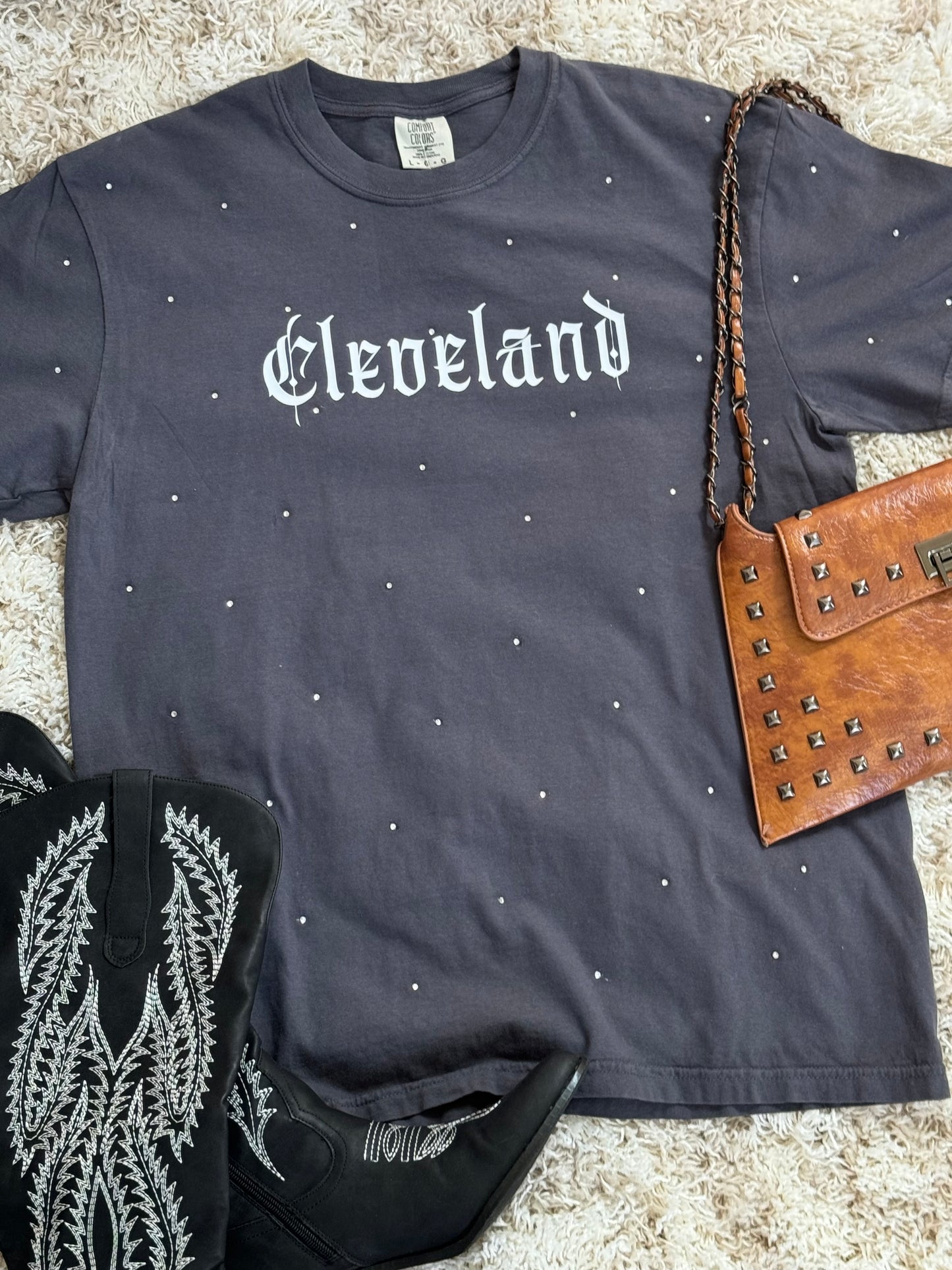 Rhinestone studded Cleveland Tee