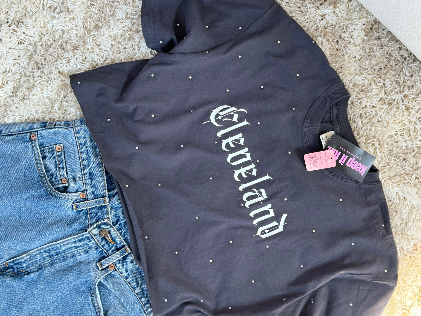 Rhinestone studded Cleveland Tee