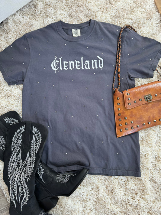 Rhinestone studded Cleveland Tee