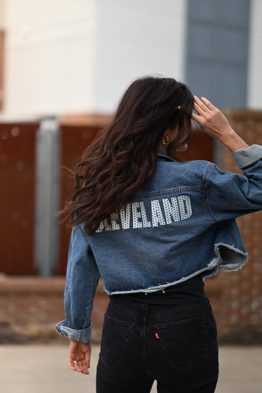 Distressed, Crop Denim Cleveland Jacket