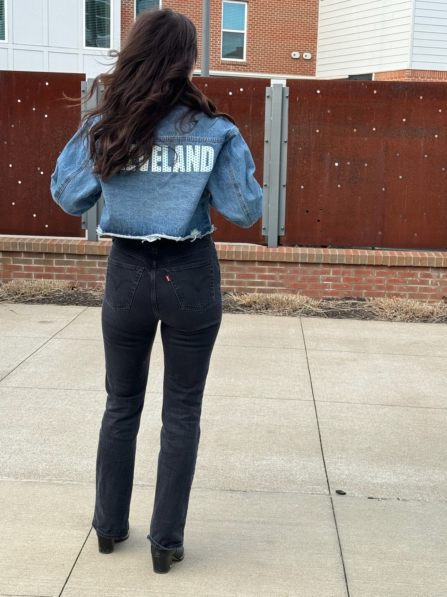 Distressed, Crop Denim Cleveland Jacket