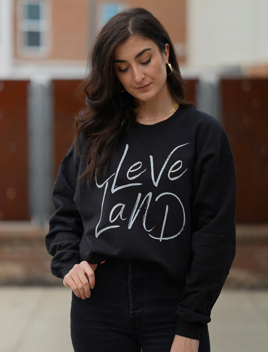 Black studded Cleveland Crewneck