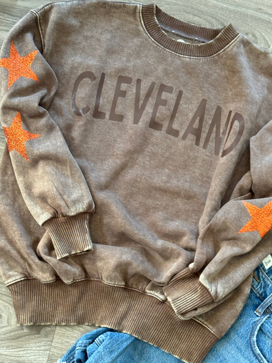 Vintage wash Starry Sleeve Crewneck