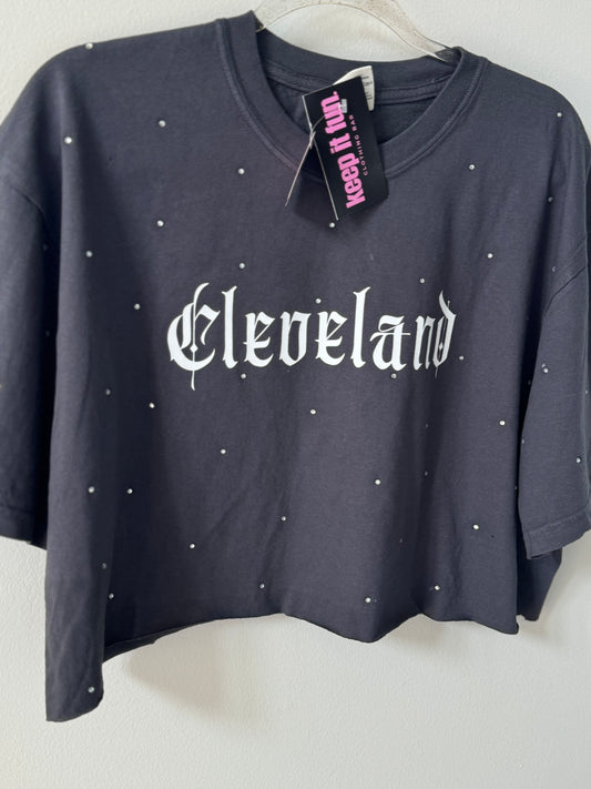 Rhinestone studded Cleveland Tee