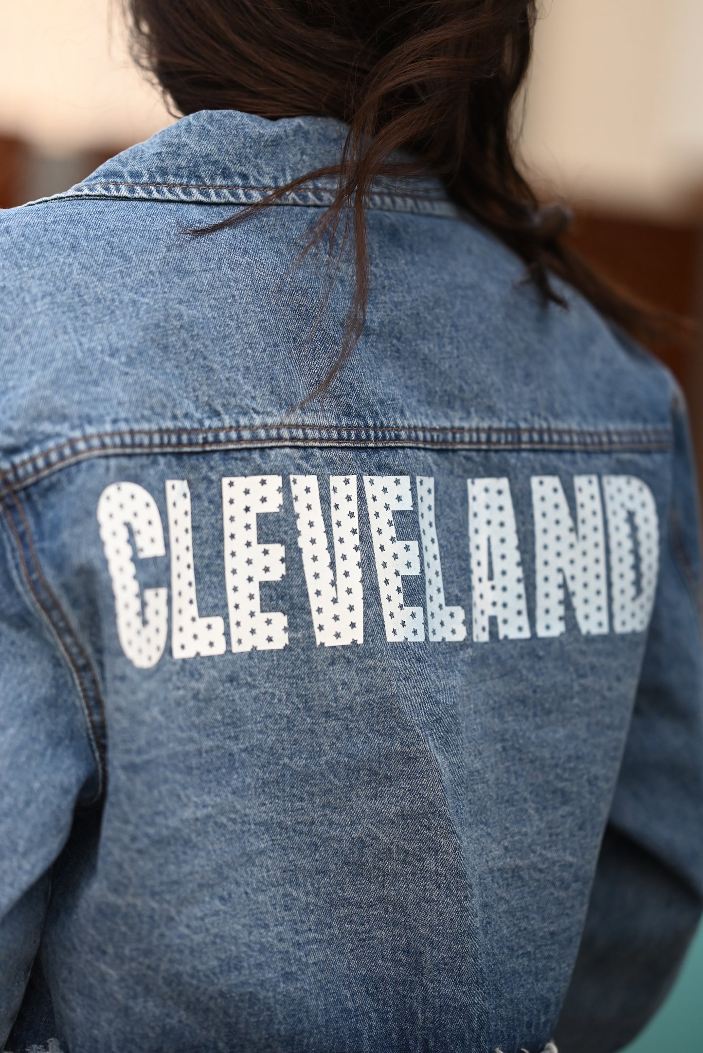 Distressed, Crop Denim Cleveland Jacket