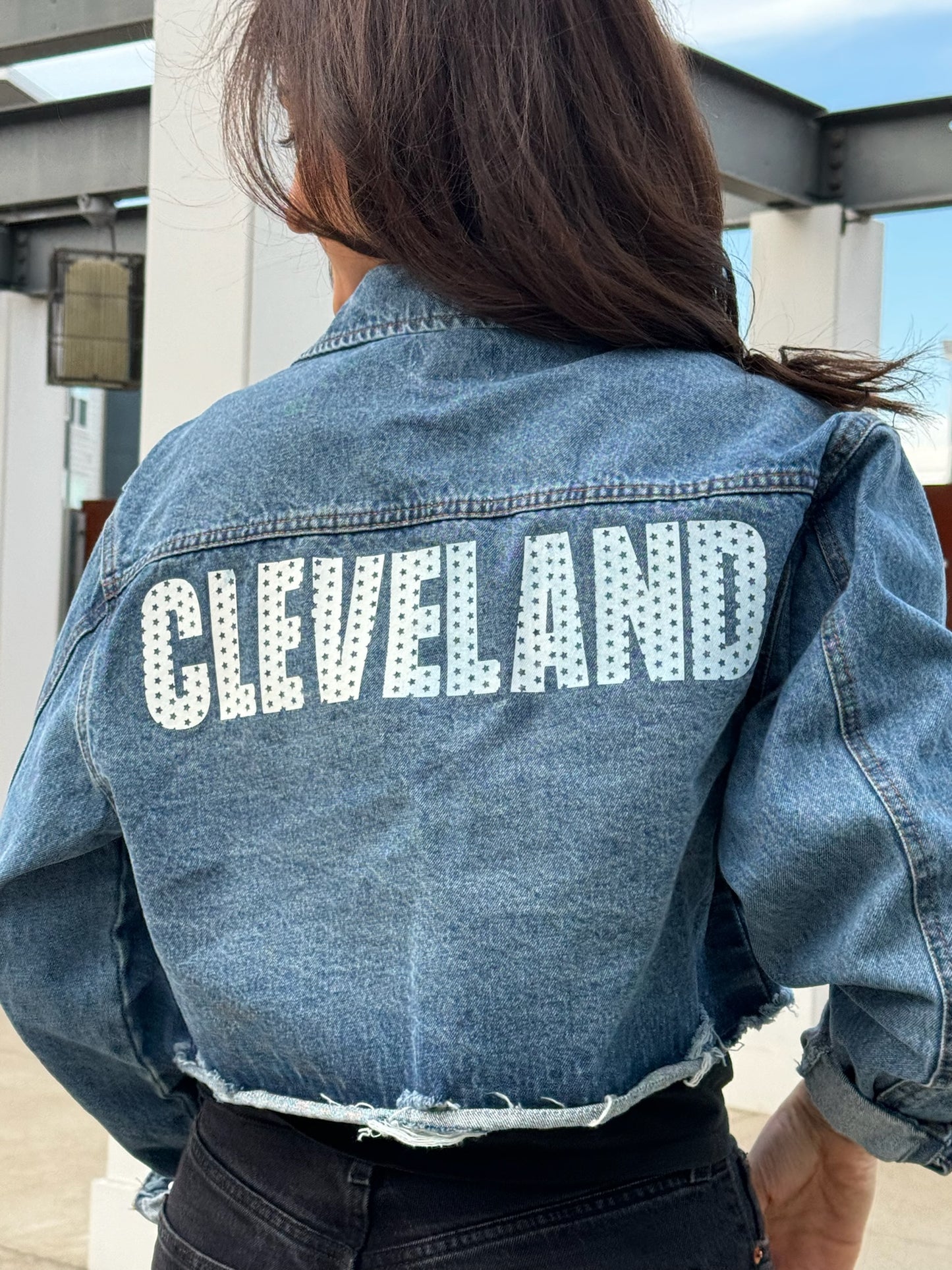 Distressed, Crop Denim Cleveland Jacket