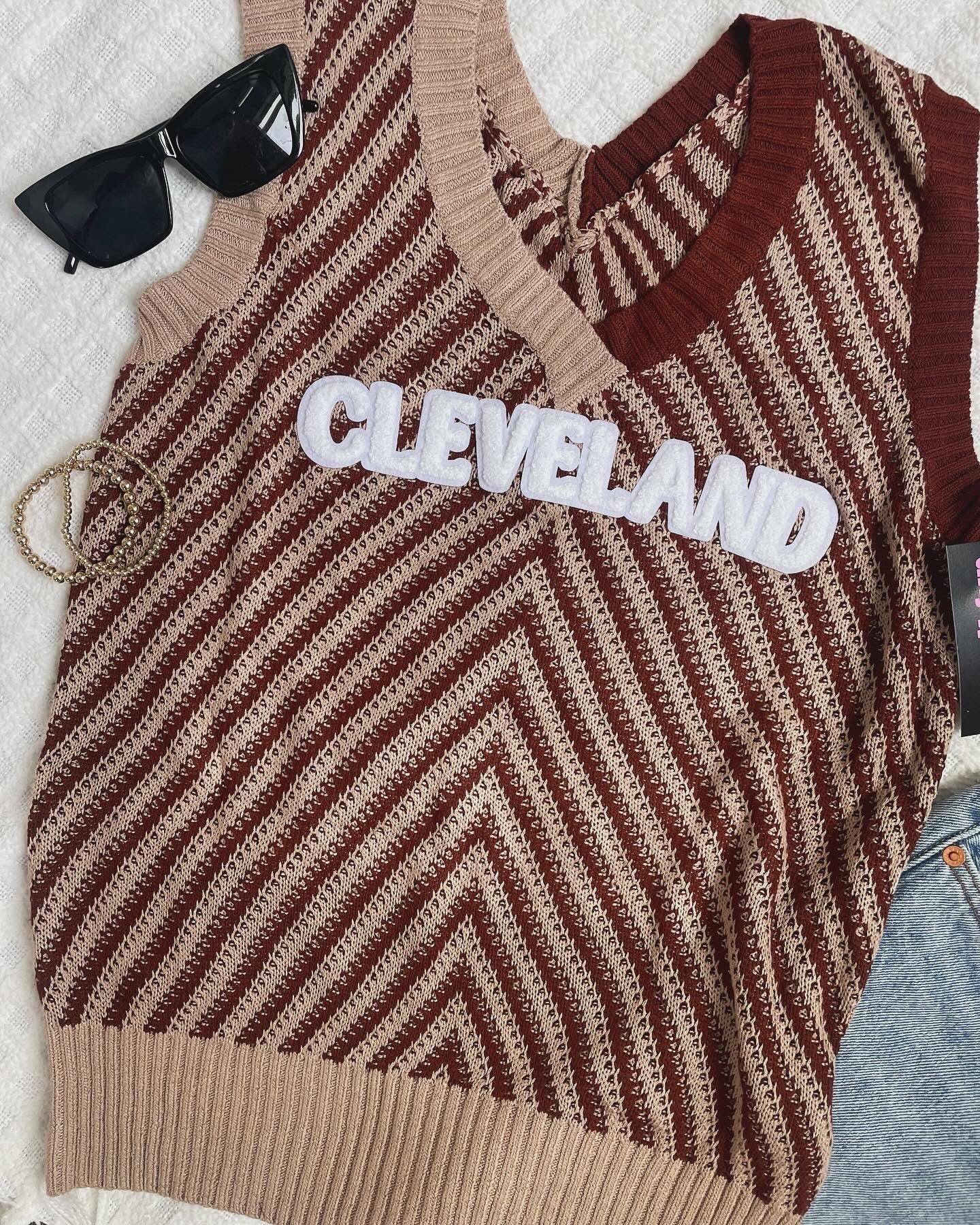 Brown striped Cleveland knit tank