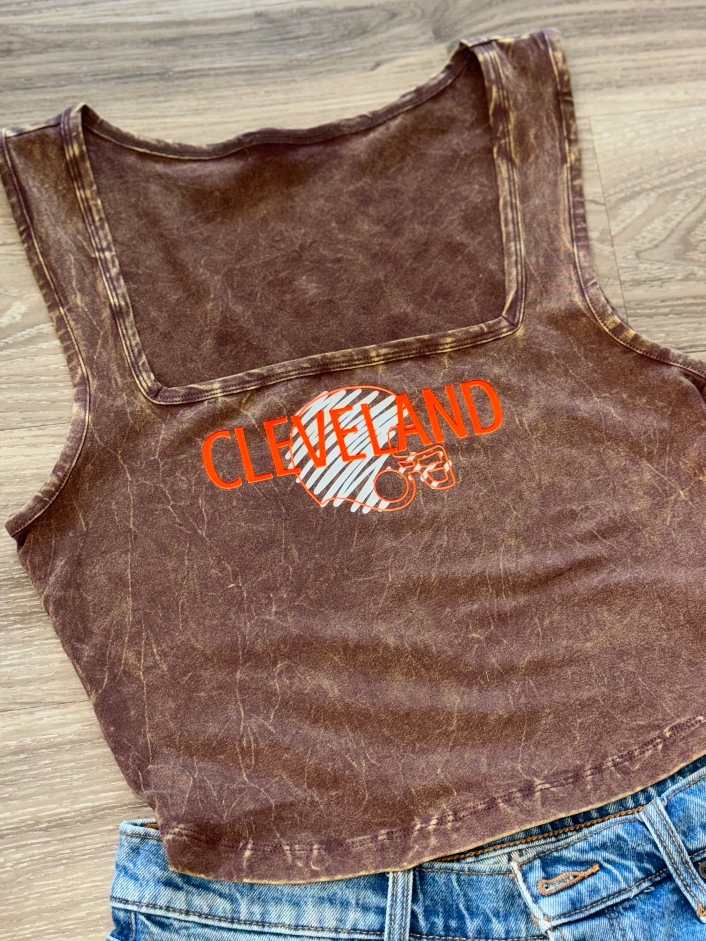 Brown vintage wash crop top