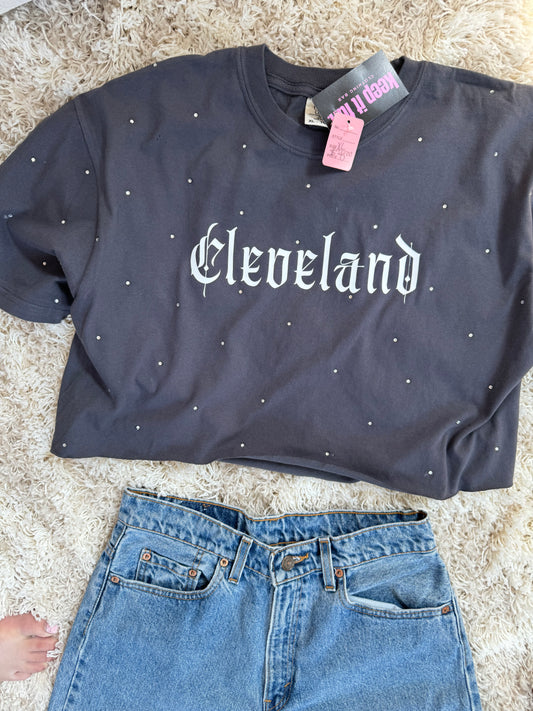 Rhinestone studded Cleveland Tee