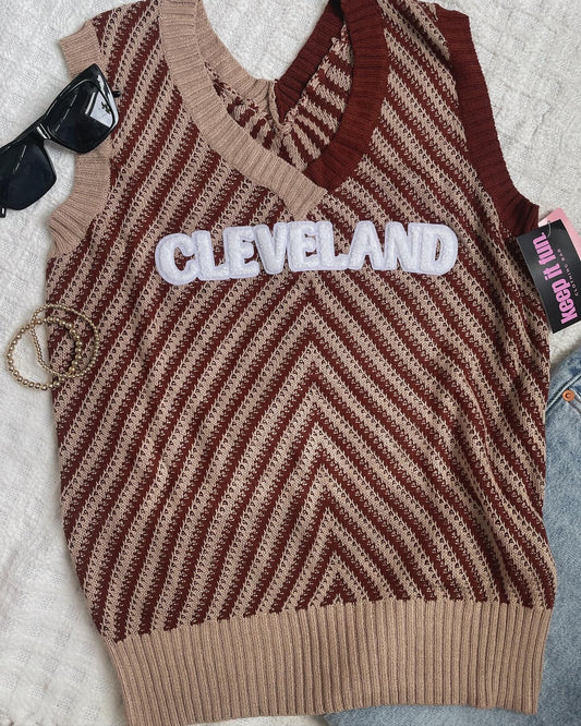 Brown striped Cleveland knit tank